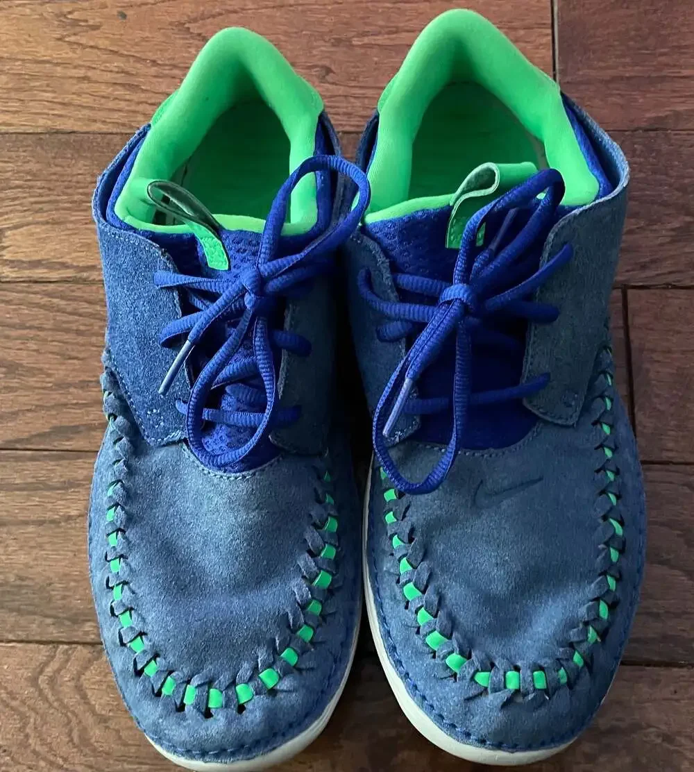 Nike Solarsoft Moccasin Woven 2013 Blue Green Suede Sneakers Men’s 11